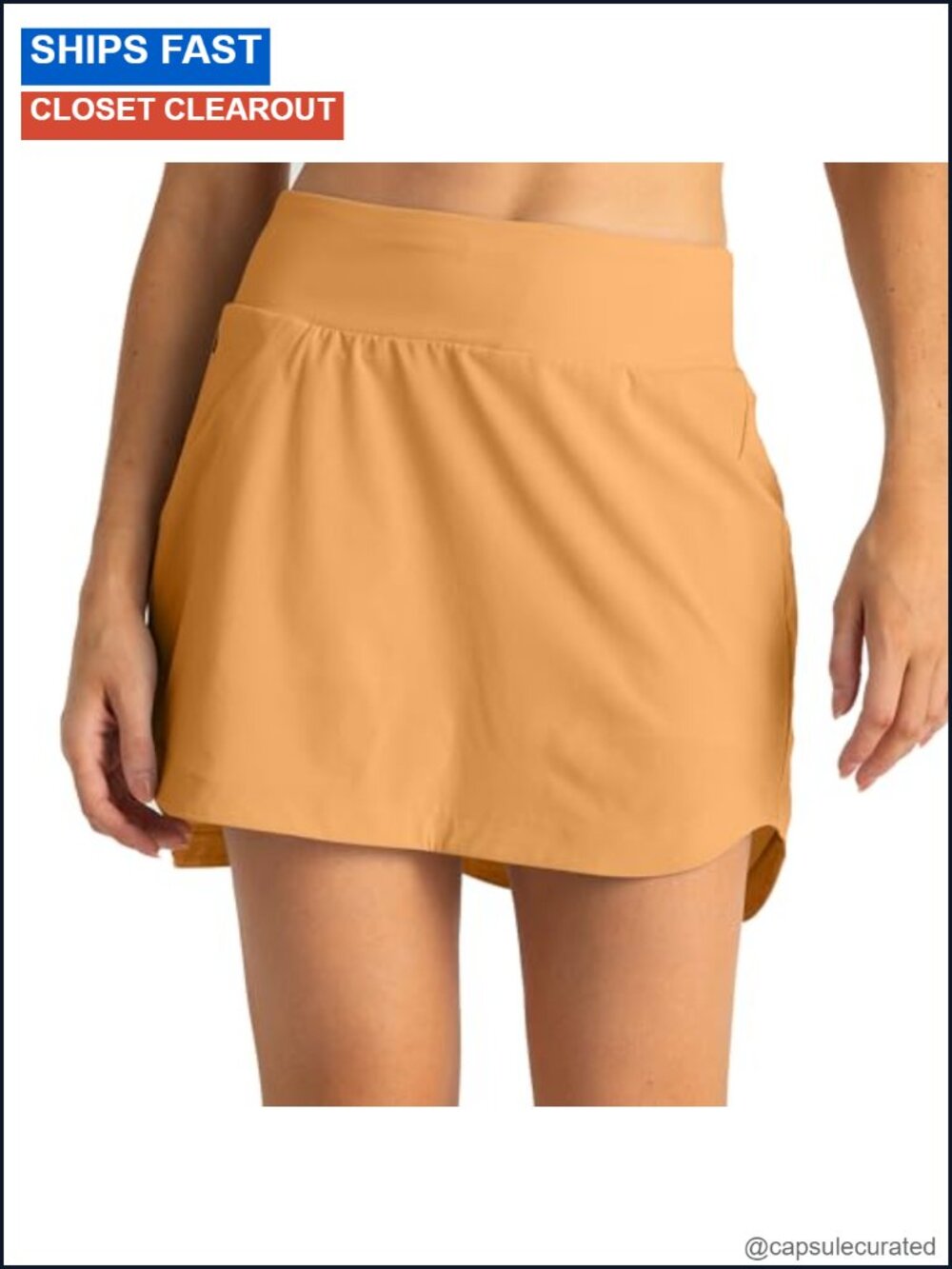 Lined Active Breeze Skort 15" UPF 50+ High Rise Drawstring Pockets Golf Tennis